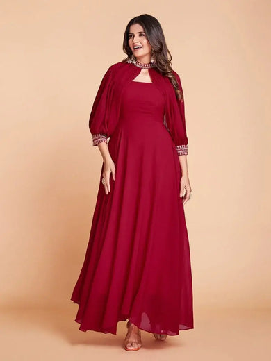 Ravishing Red Georgette Special Occasion Gown
